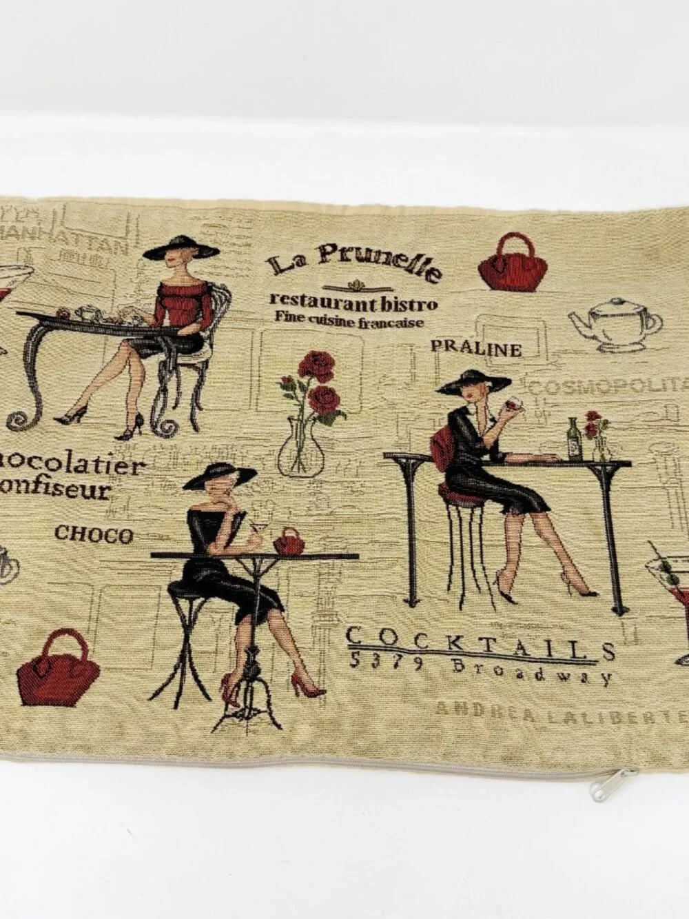 Andrea Laliberte French Paris Bistro Decorative Pillow Cover Zip Up 18 x 12 In